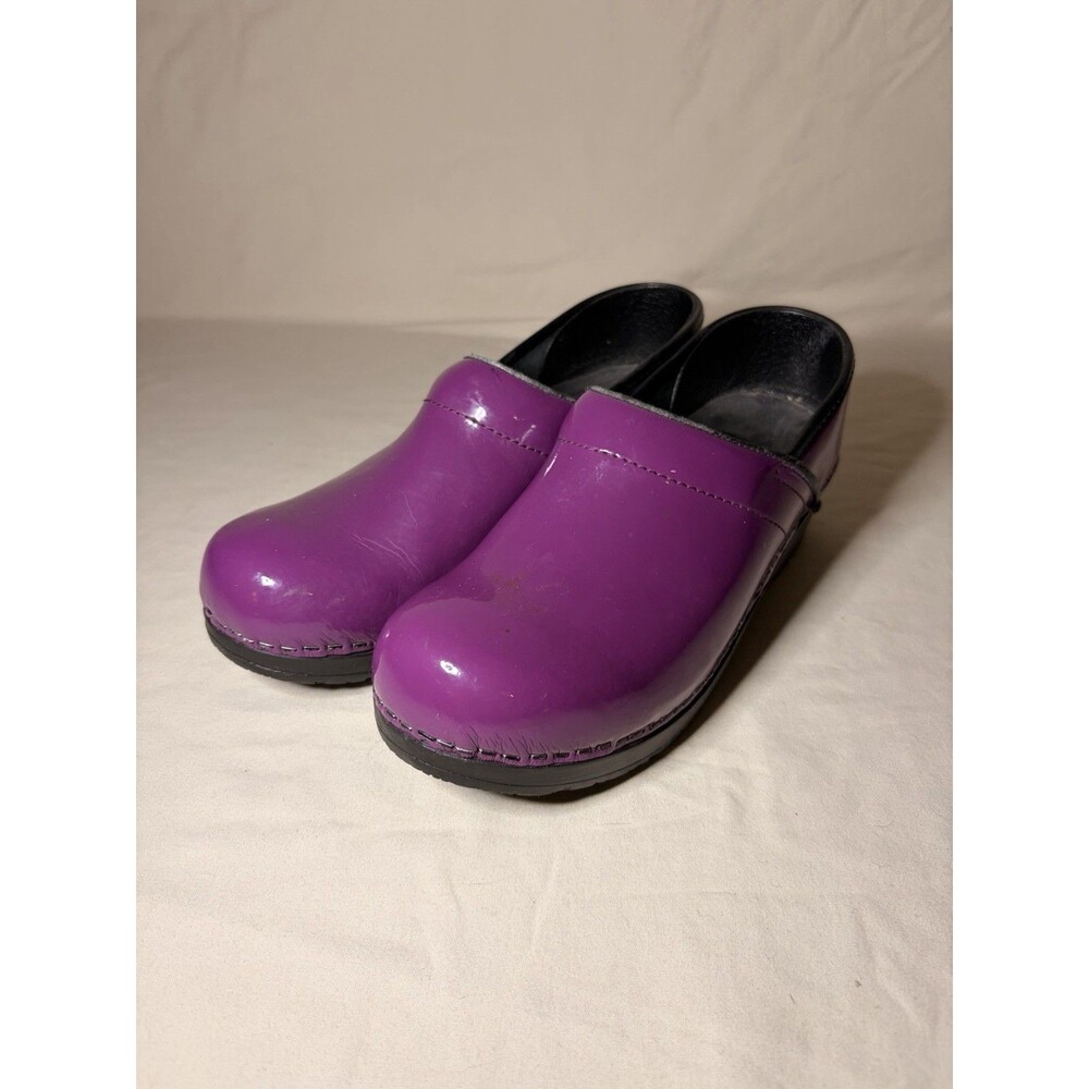 Sanita Women’s EU 38 Purple Patent Leather Professional Clogs Slip On Shoes